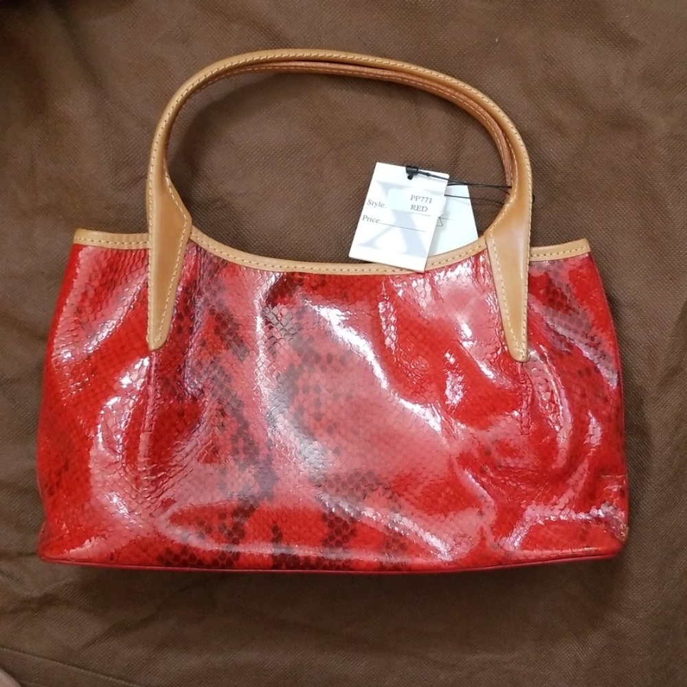 Small red snakeskin purse